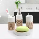 Bathroom Set Ceramic of 4 Modern White And Brown