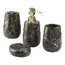 Bathroom Set Ceramic Set of 4 Black & Gold
