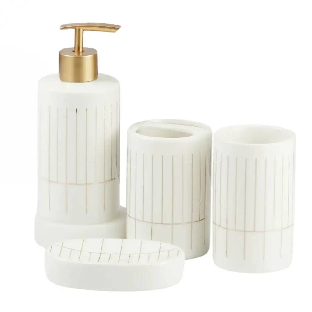 Bathroom Set of 4 Ceramic Modern White