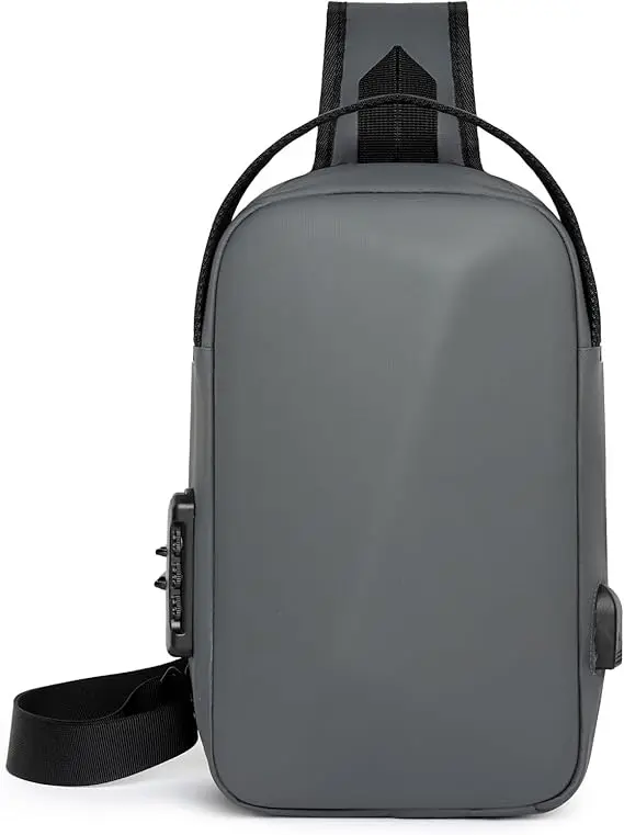Waterproof Anti Theft Pour Homme Designer Password Lock Usb Crossbody Sling Bags Chest Bag 