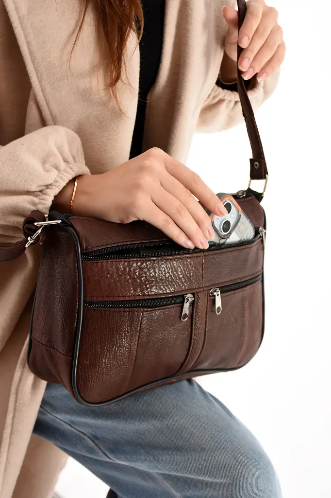 Leather Brown Cross Shoulder Bag   