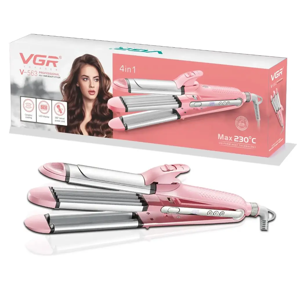 VGR V-563 Multi-Styler 4-in-1 Straightener, Curler, Crimper & Waver Salon