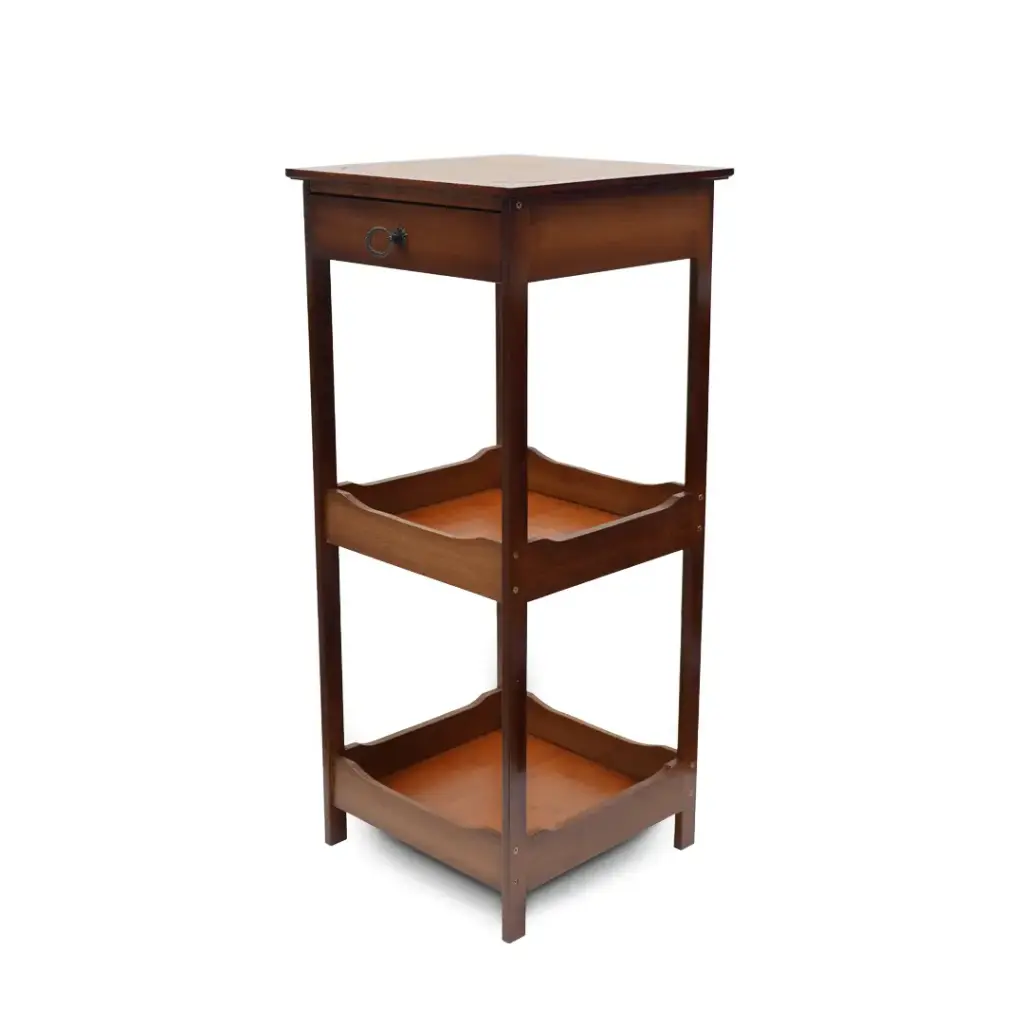 Wood Plant Stand with Drawer and Shelves