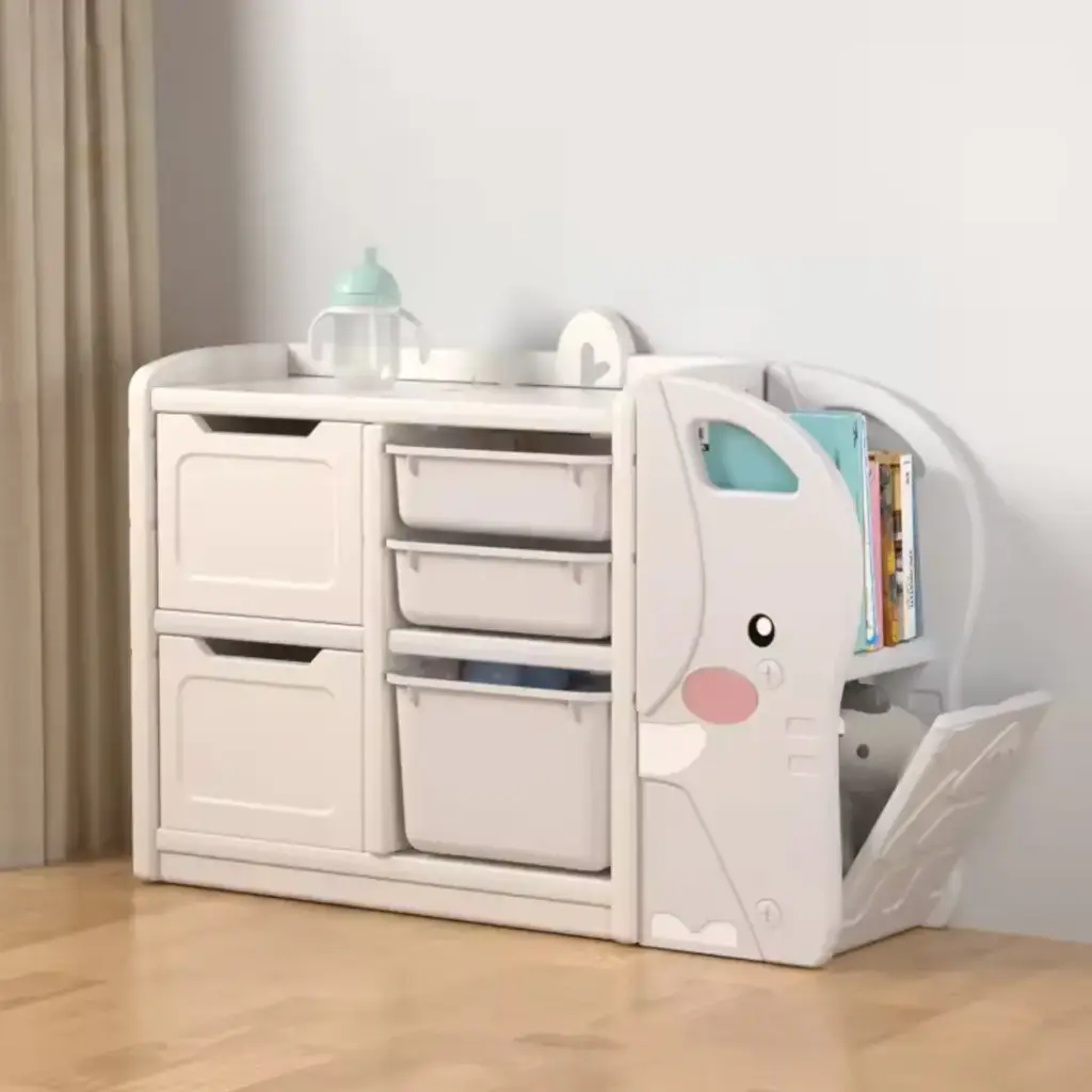 Creative Elephant-Shaped Toy Shelf - 4 Shelves 
