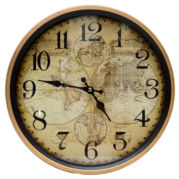 Chic Ant Wall Clock World Gold Edge