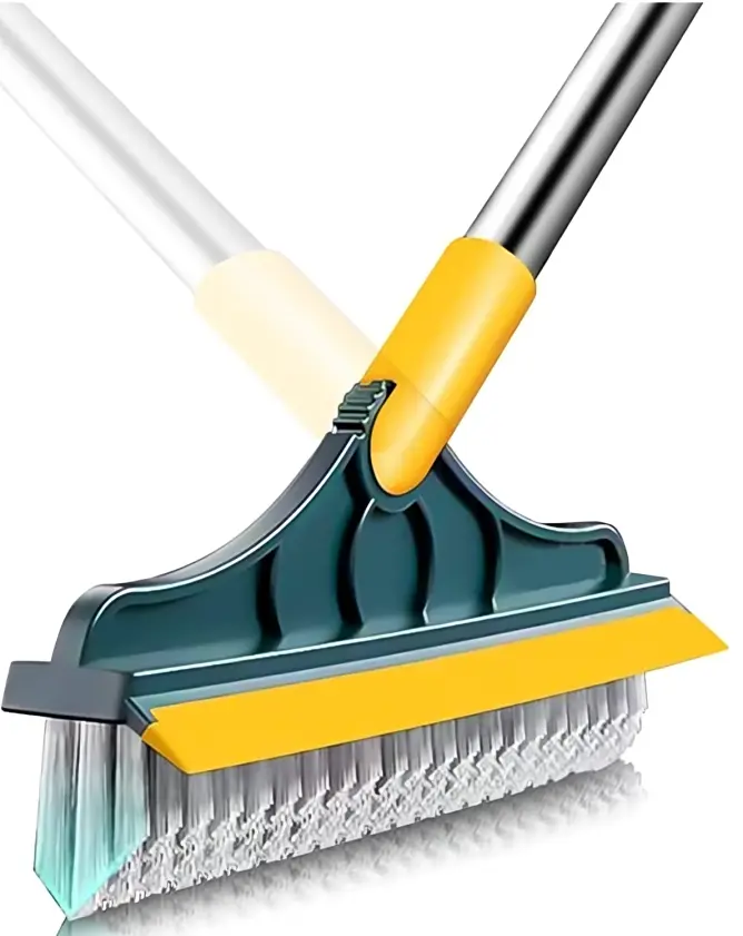 2-in-1 Floor Scrub Brush With Squeegee