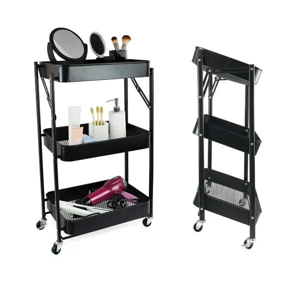 Tier Foldable Rolling Cart 