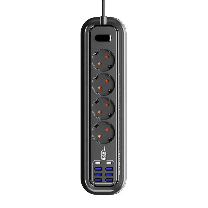 موزع طاقة وشاحن سريع MOXOM MX-ST05 مزود بـ 6 منافذ USB ومنفذين من النوع C