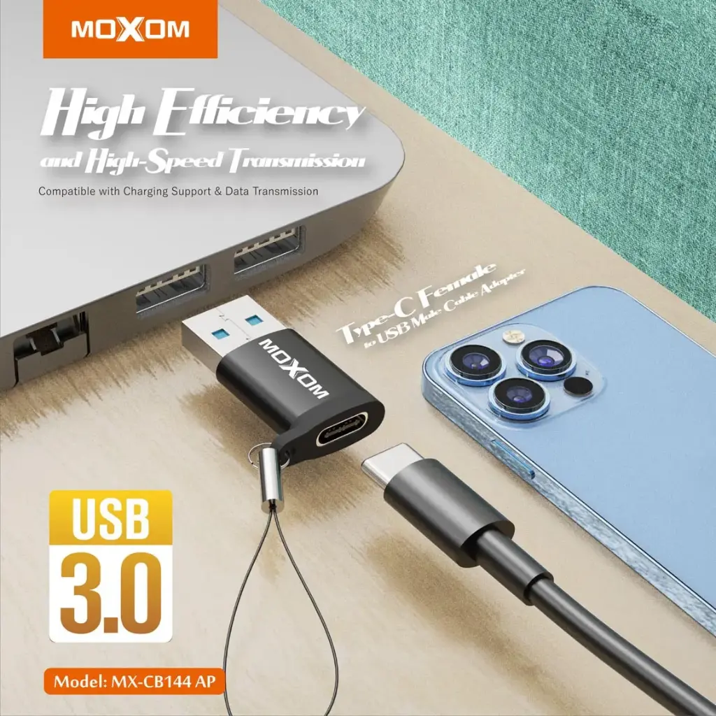 محول MOXOM OTG من النوع C أنثى إلى USB 3.0 ذكر MX-CB144