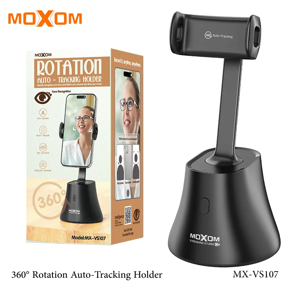 حامل MOXOM MX-VS107 ذو الدوران 360 درجة مع خاصية التتبع التلقائي