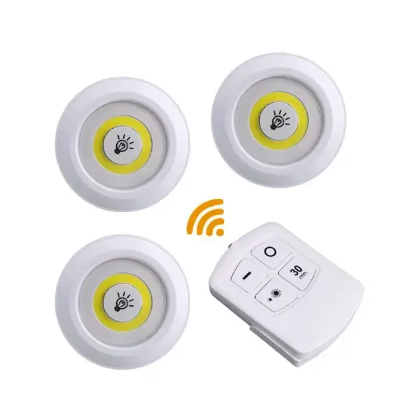 Led Light With Remote Control Set of 3 Home, Room Ceiling,Kitchen , Wardrobe Led Light