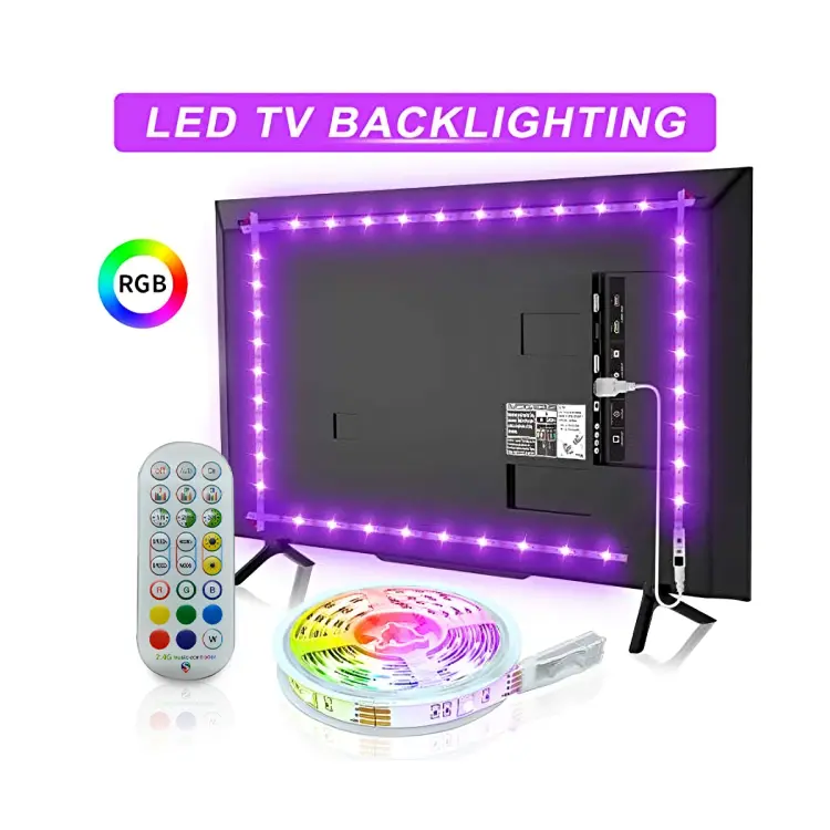 شريط إضاءة LED للتلفزيون RGB، طاقة USB، إضاءة خلفية للتلفزيون