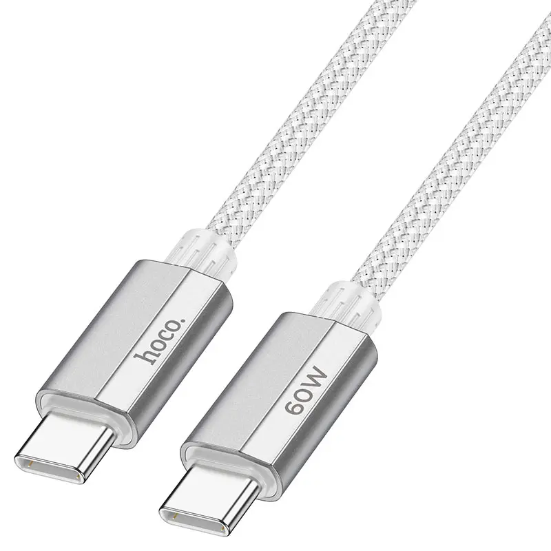 hoco U134 Braided Charging Data Cable U134 60W Type-C To Type-C (Silver) 
