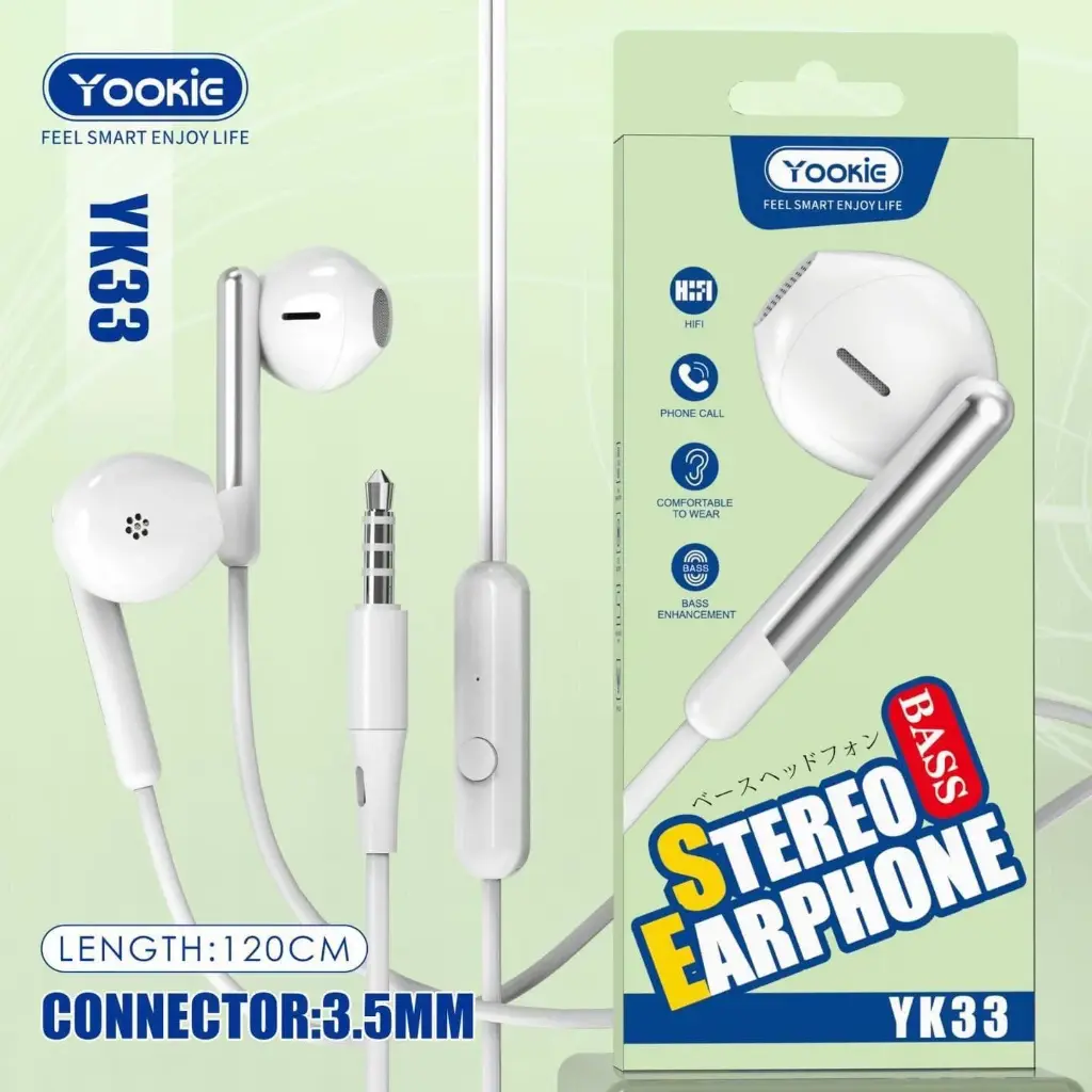Yookie YK33 Stereo Earphone (White)