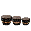 Set of 3 Stools Wooden Table 