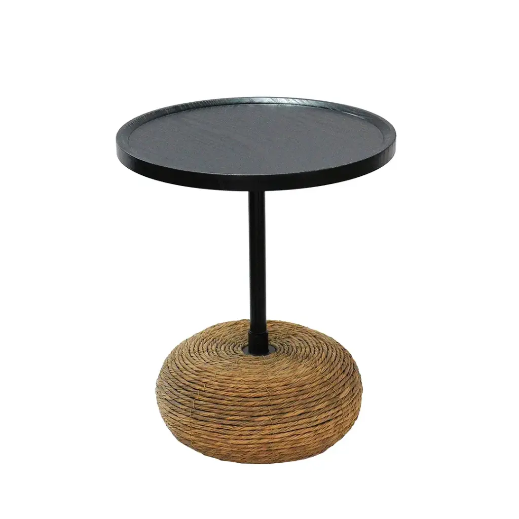 Contemporary Woven Side Table (Black) 