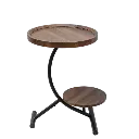 Tier Round C-Shaped End Table (Brown) 