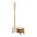 Modern Wooden Standing Hanger Coat Rack Storage 