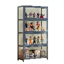 Grey Bamboo Cabinet with Open Storage 
