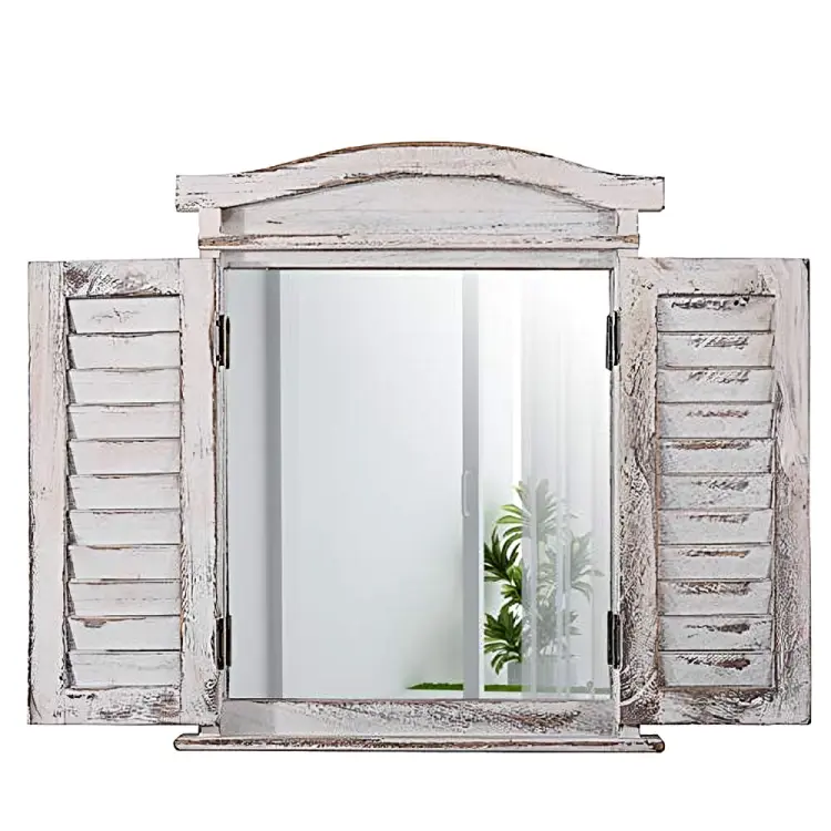 Decorative Wooden Mirror (White) 