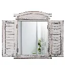 Decorative Wooden Mirror (White) 