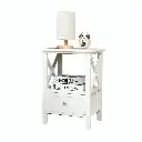 طاولة تخزين بجانب السرير مع رف ودرج