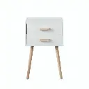 Rectangular Bedside Table with 2 Drawers (White)