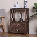 Bedside Storage Table with Shelf and 2 Drawers (Wood) 