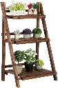 Foldable Decorative Wall-Leaning Ladder Shelves (Wood)