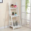 Foldable Decorative Wall-Leaning Ladder Shelves (White) 