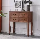 Modern Solid Wood Console Table with Storage Drawers (Wood) 