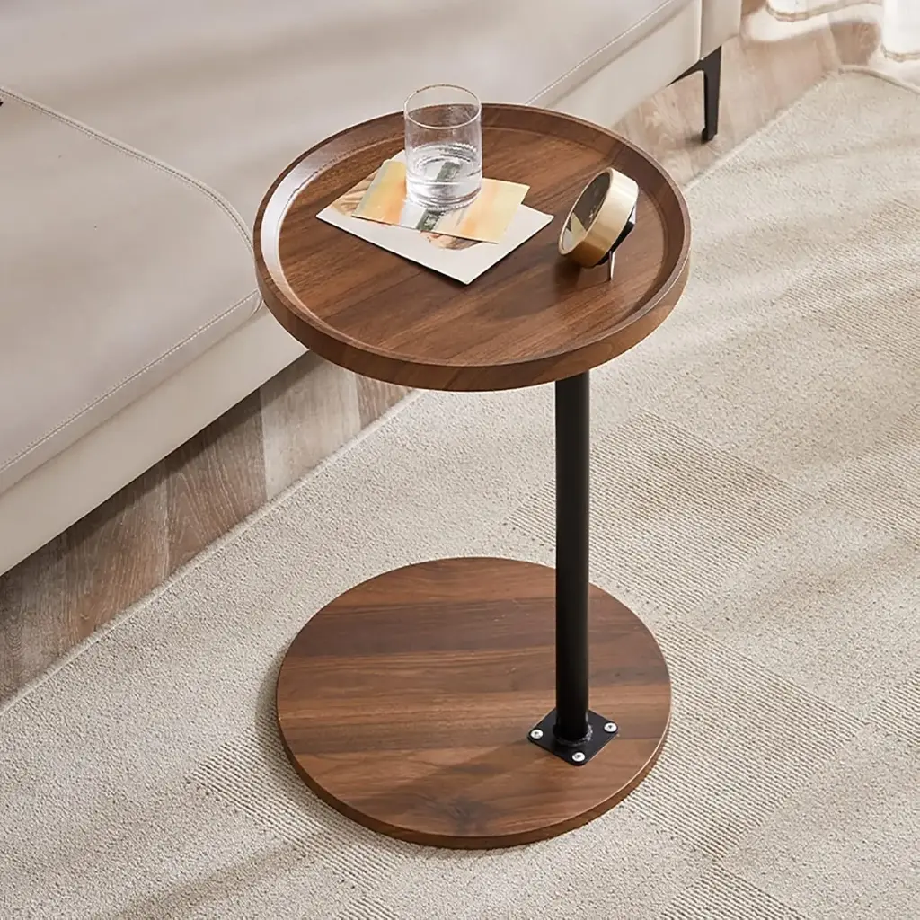 Modern Round Wood Side Coffee Table 