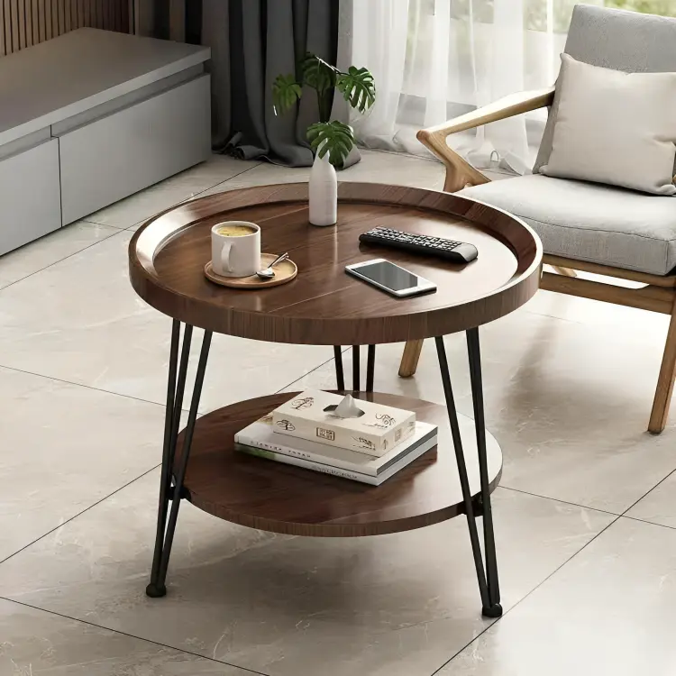 Tier Round Coffee Table with Storage (Large)