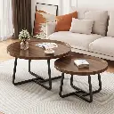 Set Of 2 Round Coffee Tables with Metal Legs (Medium) 