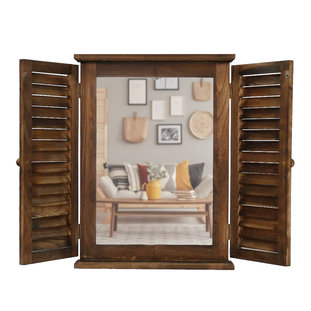 Decorative Wooden Mirror (Brown) 