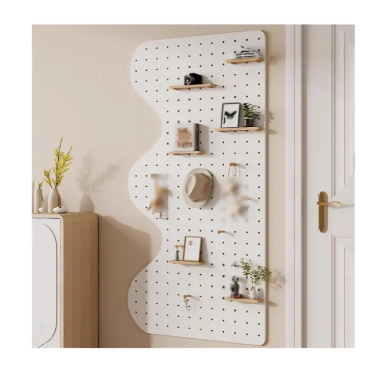 Custom solid wood perforated board storage rack 