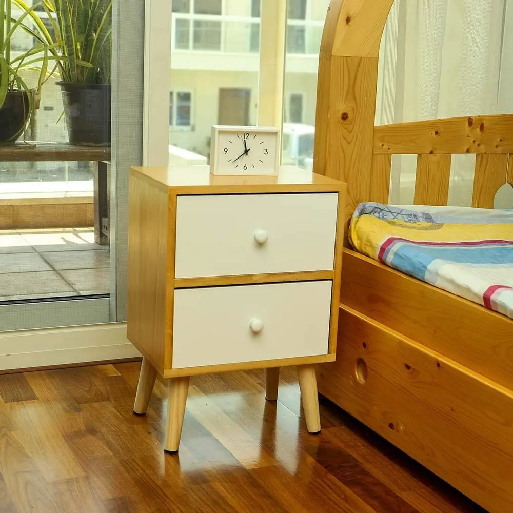 2 Drawers Side End Bedside Table 