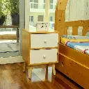 طاولة جانبية للسرير ذات درجين