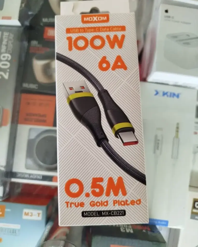 كابل بيانات USB من MOXOM، 100 واط، 6 أمبير، 0.5 متر، MX-CB221