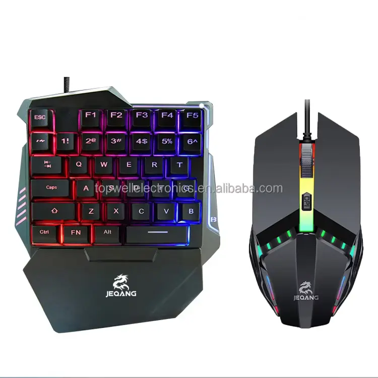 JEQANG JK-913 Onehand Game Keyboard & Mouse Set 35 Key Game Button Layout 2-in-1 Mobile Game Combo Pack 4-in-1 