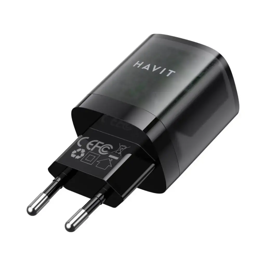 شاحن سفر هافيت UC303 بقوة 30 واط، أسود