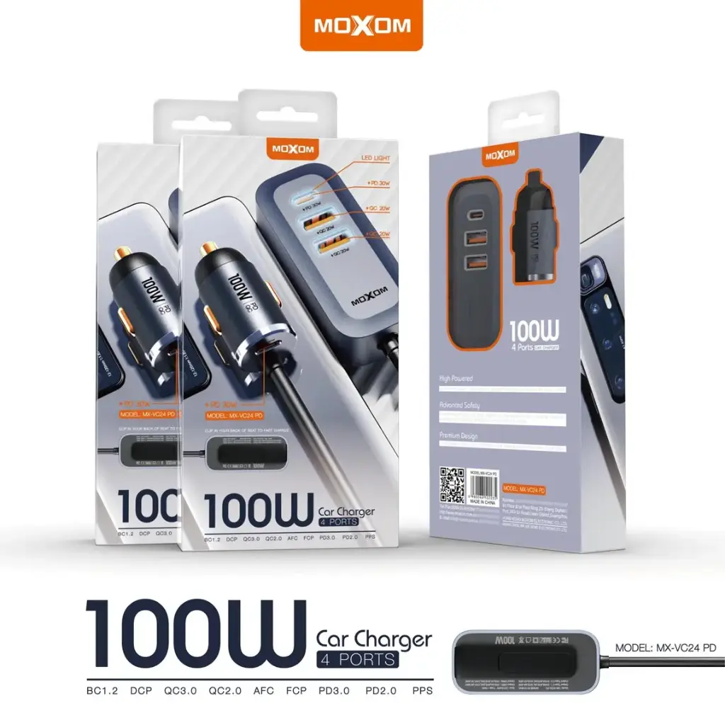 MOXOM Car Charger 4 Ports 100w MX-VC24 PD