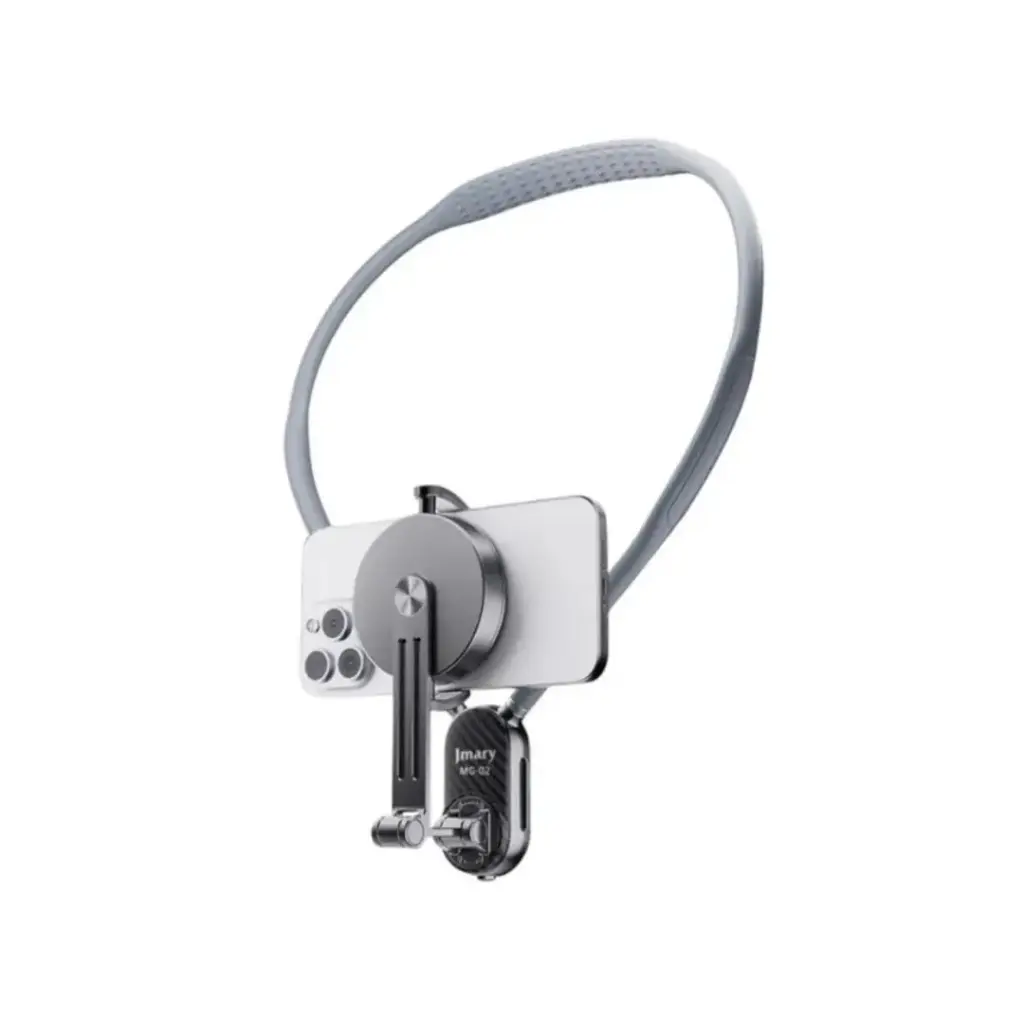 Jmary MG-02 Magnetic Neck Holder | 360° Adjustable Silicone Mount for Action Cameras & Phones