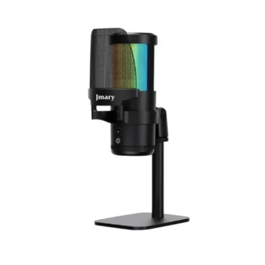 Jmary MC-PW13 USB Desktop Condenser Microphone | Plug & Play | RGB Lighting & Real-Time Monitoring