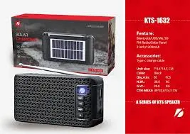 KTS-1632 Solar Powered Portable Bt Wireless Speaker 