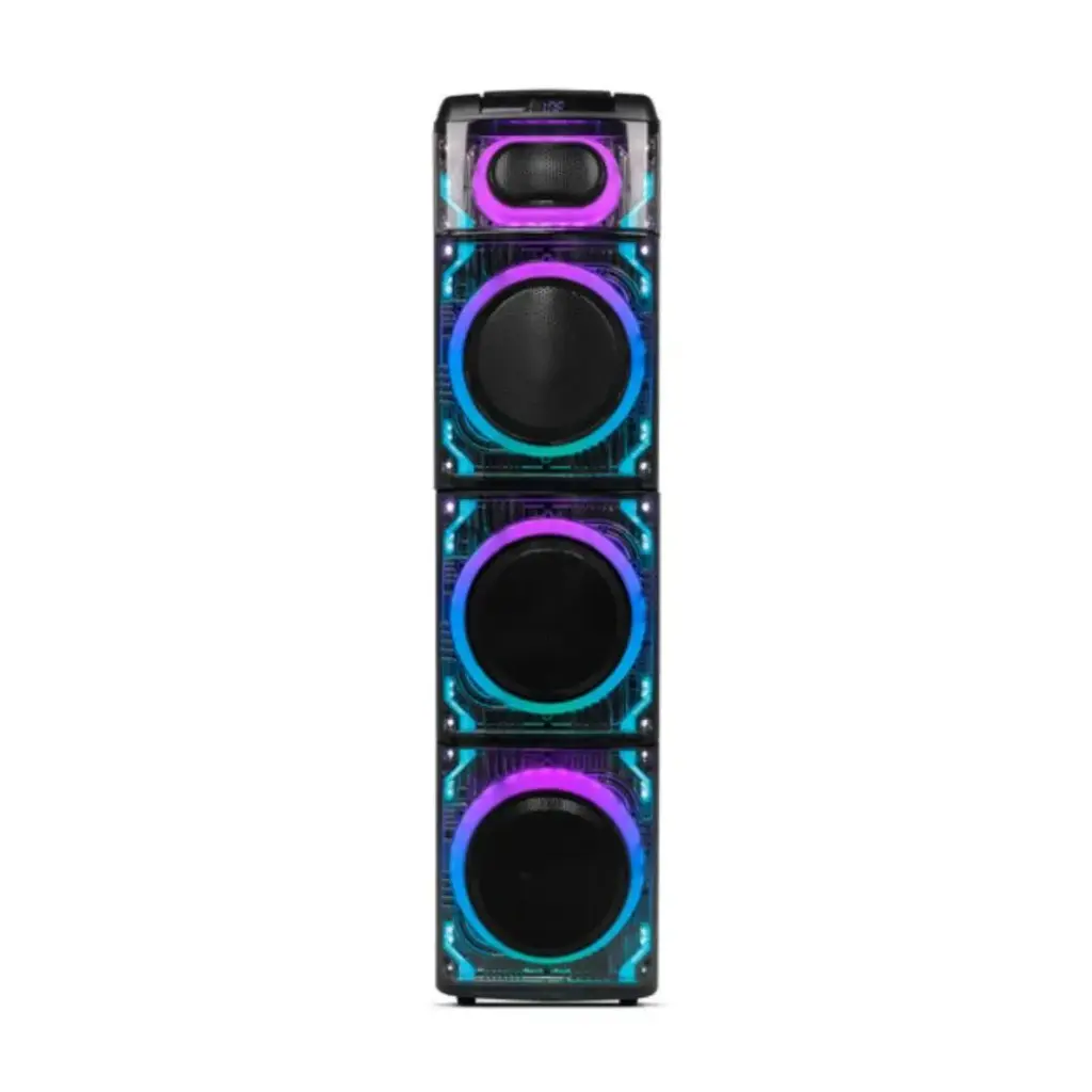Meirende MRD‑101010 Portable Wireless Bluetooth Speaker with Triple 10″ Drivers, RGB Lights & Dual Wireless Mics