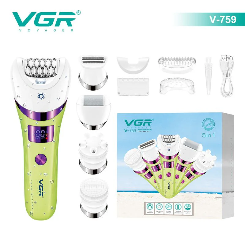 V-759 VGR  Electric Hair Removal 5 in 1 Waterproof for Women 