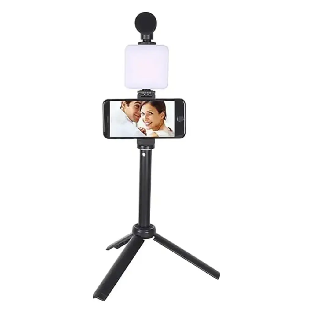 PLOKAMA PK-772 5-in-1 Professional Smartphone Video Rig, Stabilizer, LED Light & Microphone Kit