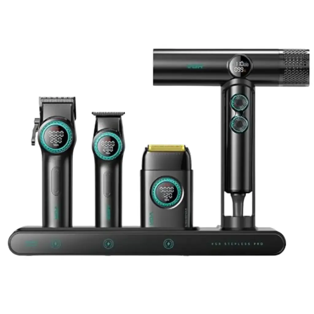 VGR Professional Barber Combo 4-in-1 Set | Hair Trimmer, Foil Shaver, & Hair Dryer