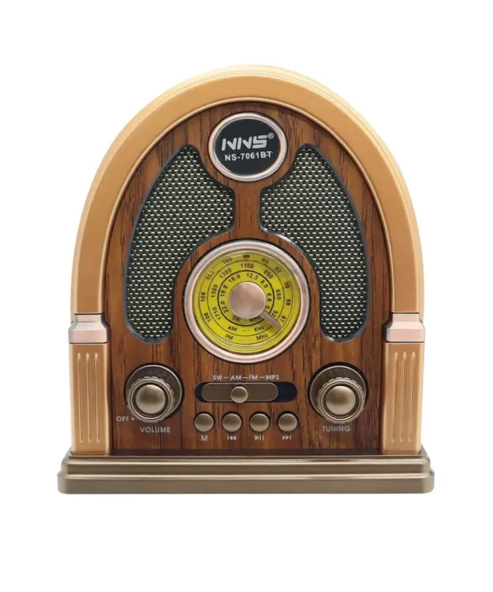 Retro Wooden Dome Bluetooth Radio Speaker | FM/AM Support, Rechargeable & Portable